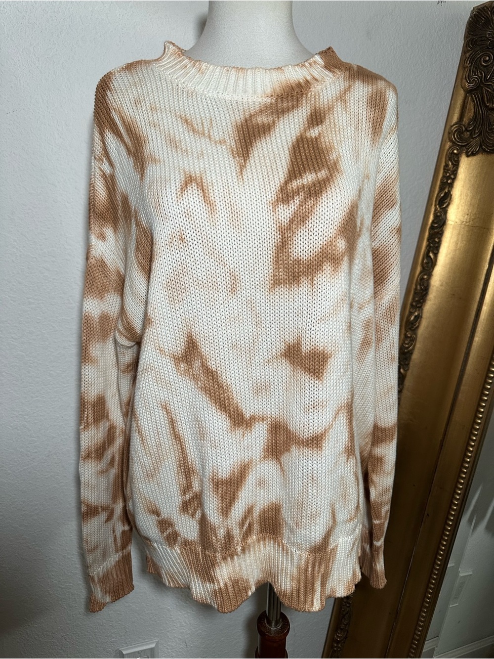 NWT SMYM Show Me Your Mumu Sunday Camel Tie Dye Knit Sweater Size XS Cotton